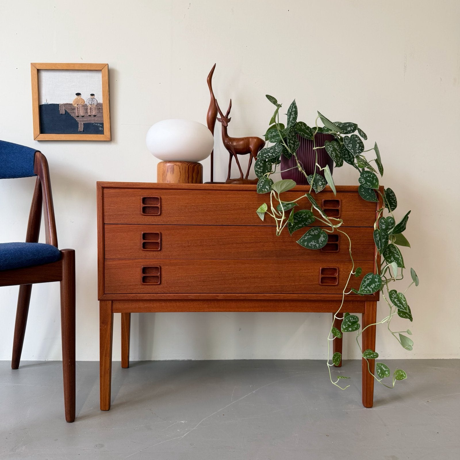 Vintage ladekast, Deens, teak, Huis en Inrichting, Gebruikt, ., Vintage, 3 of 4 laden