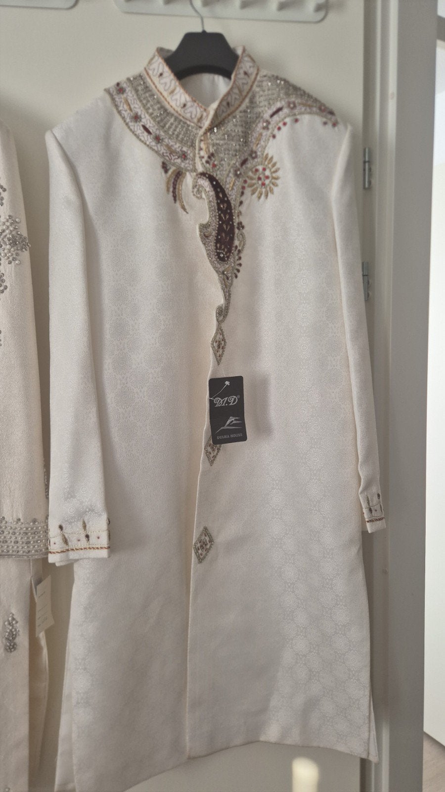 Te koop mooie sherwani voor trouwerij! Nieuw!, Ophalen of Verzenden, Nieuw, Wit, Ivoor of Crème, Accessoires