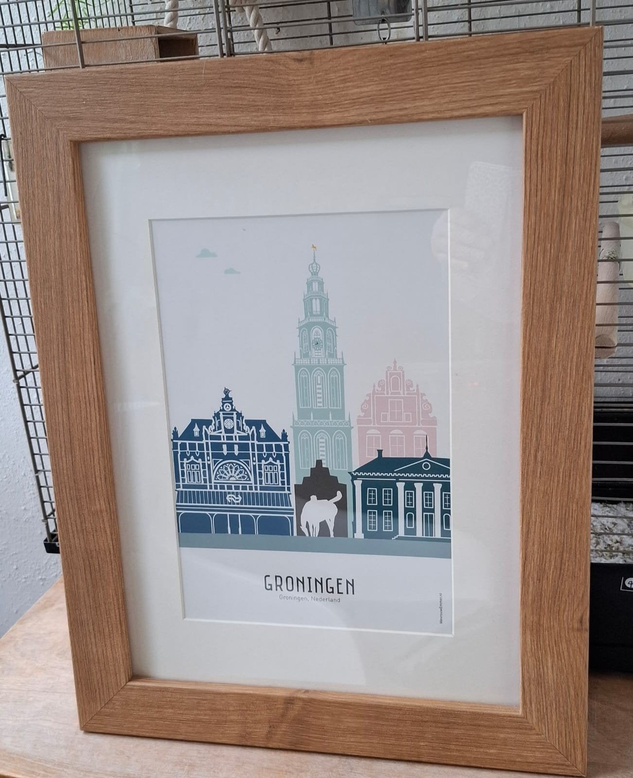 Fotolijst met Groningen skyline - IKEA Dalskärr, Ophalen of Verzenden, Zo goed als nieuw, Fotolijst, Hout