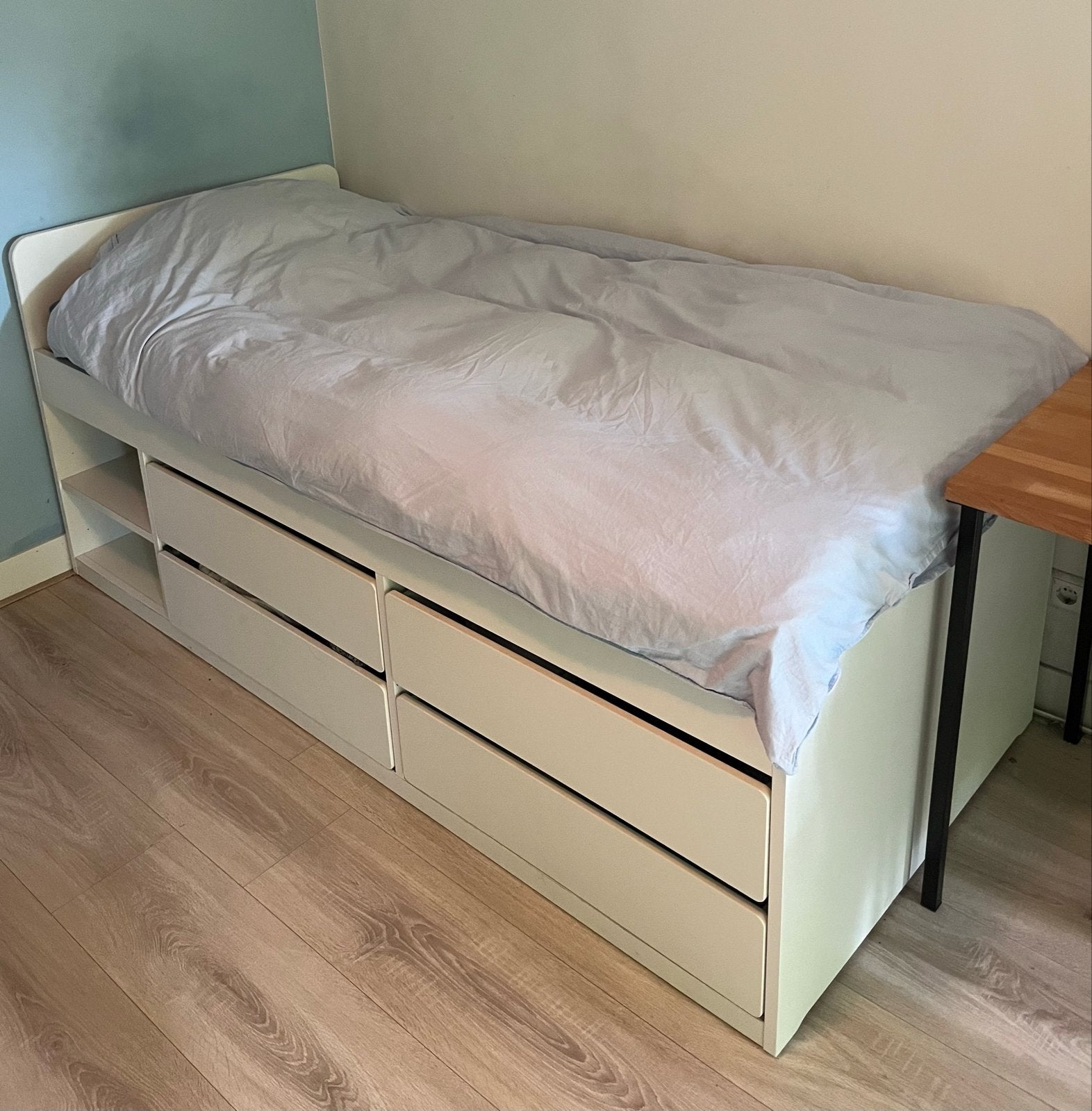 SLÄKT Eenpersoonsbed met opbergruimte en lades ikea, Ophalen, Gebruikt, 90 cm, Eenpersoons