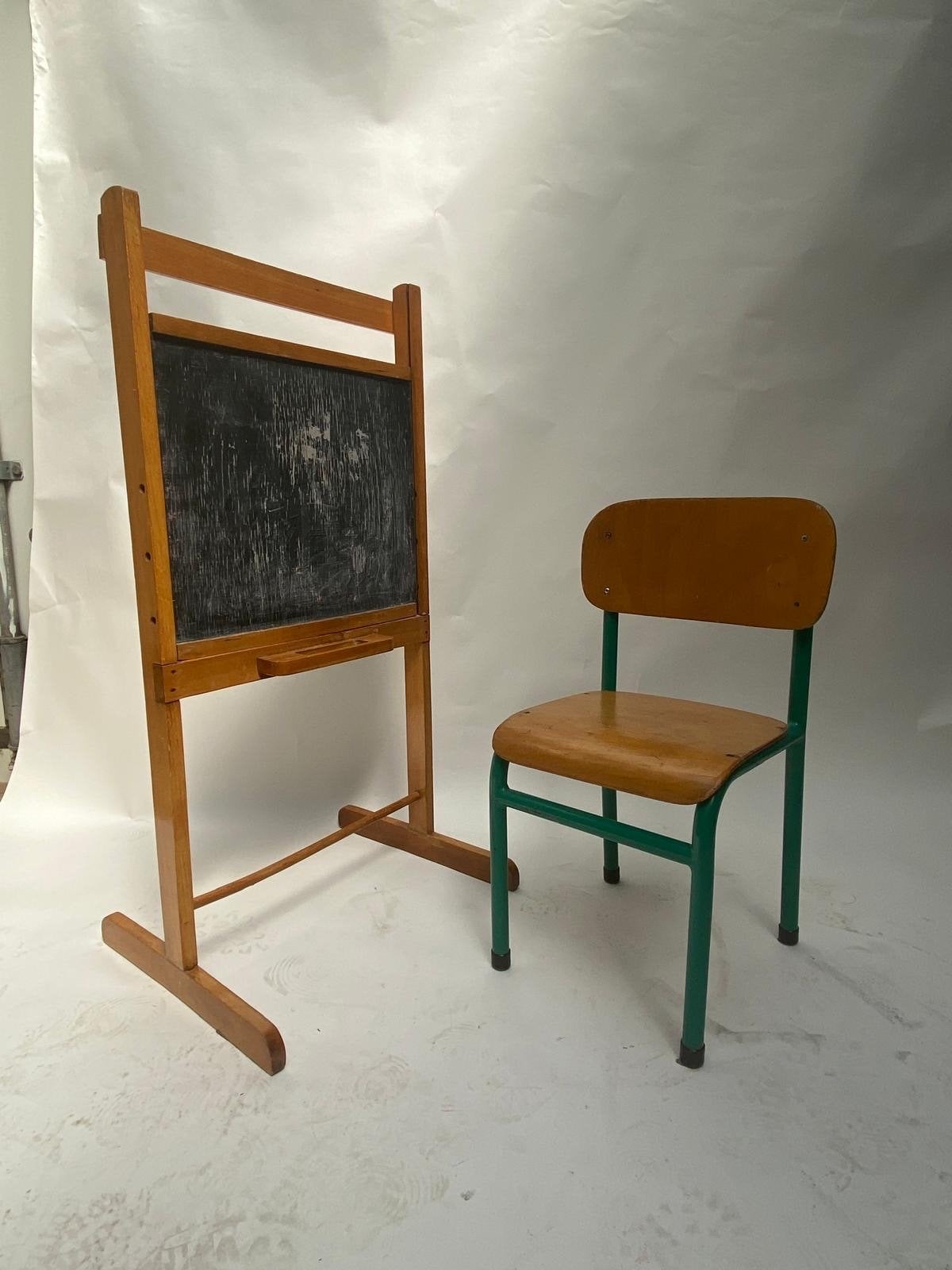 Vintage schoolbord met stoeltje kinderen, Ophalen, Gebruikt, Krijtbord