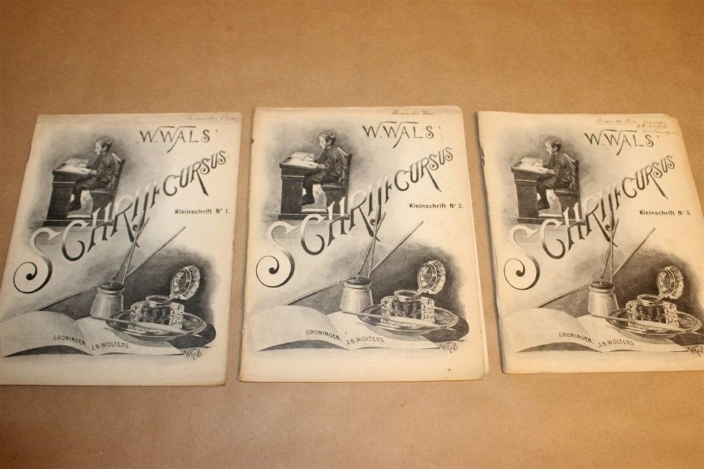 Schrijfcursus Kleinschrift 3 dln. - W. Wals - Circa 1910 !!, Ophalen of Verzenden