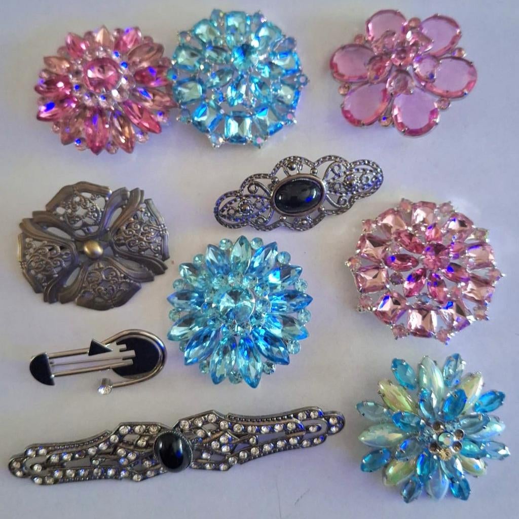 Partij 10 x vintage broche c, Verzenden, Zo goed als nieuw, Overige typen