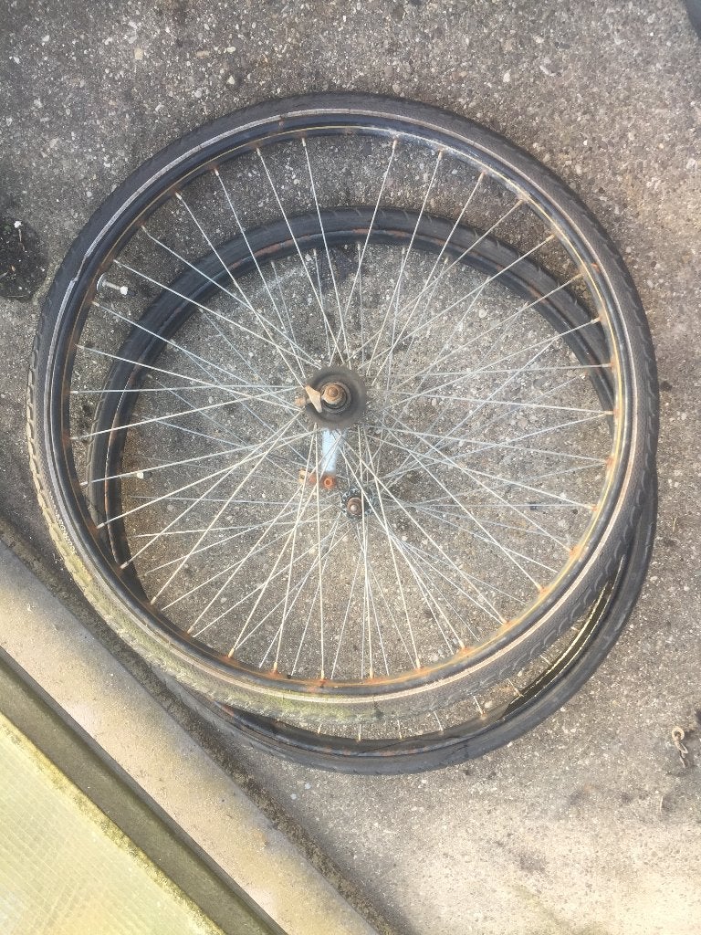 Fietsonderdelen, velgen, spatbord, dragers, versnelling zie, Ophalen of Verzenden, Gebruikt, Band
