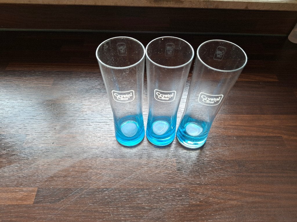 Crystal Clear glazen blauw (3 stuks), Huis en Inrichting, Keuken | Servies, Glas of Glazen, Ophalen of Verzenden, Modern, Glas