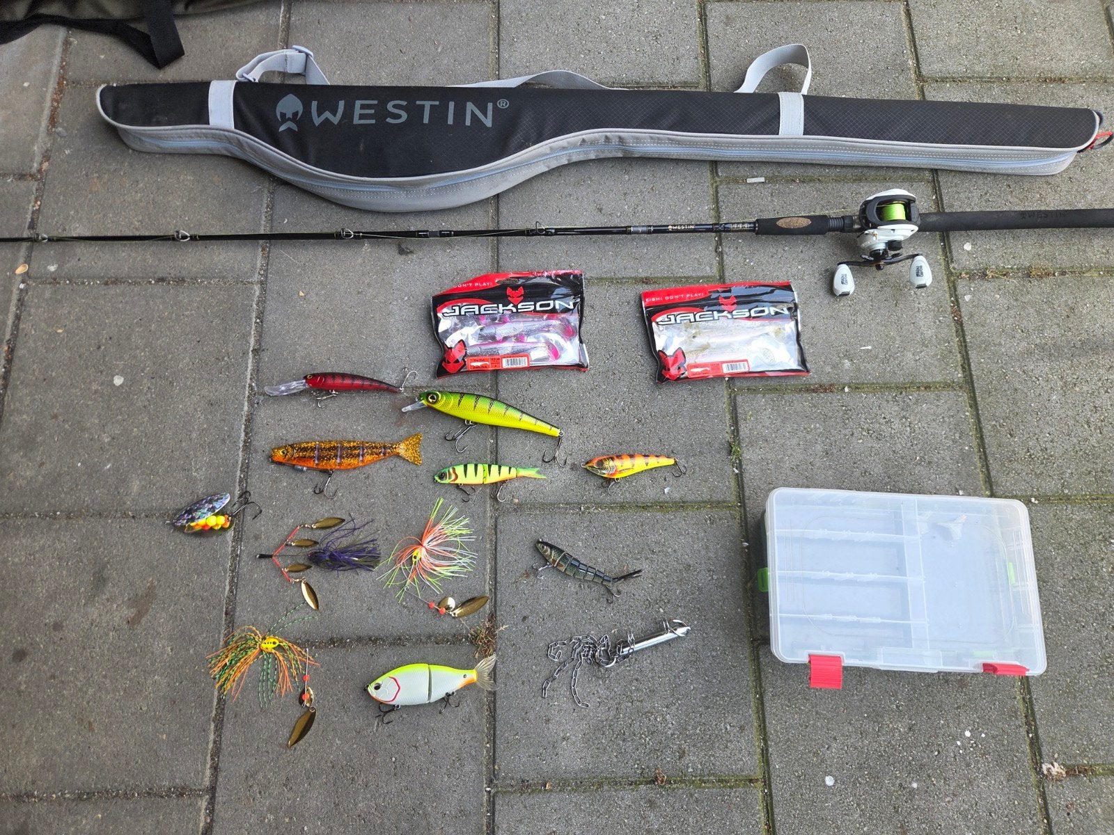 Compleet Westin + Abu Garcia jerkbait set inc aasjes, Watersport en Boten, Ophalen, Zo goed als nieuw, Complete set