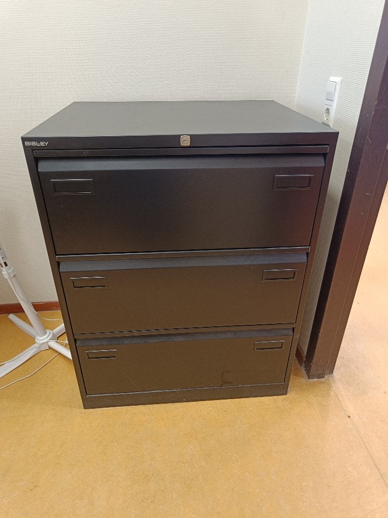 Zwarte Dossierkast Hangmappenkast Bisley, Huis en Inrichting, Kasten | Roldeurkasten en Archiefkasten, Ophalen, Zwart strak design