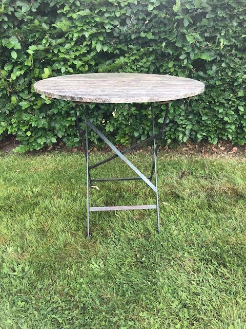 Bistro tafeltje hout tafelblad 80 cm met metalen onderstel, Ophalen, Gebruikt, Rond, Hout