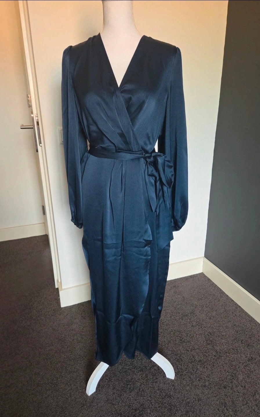 Nieuwe Lina Locchi Midi Jurk LL-BEA Donkerblauw M/38, Maat 38/40 (M), Lina Locchi, Blauw, Nieuw