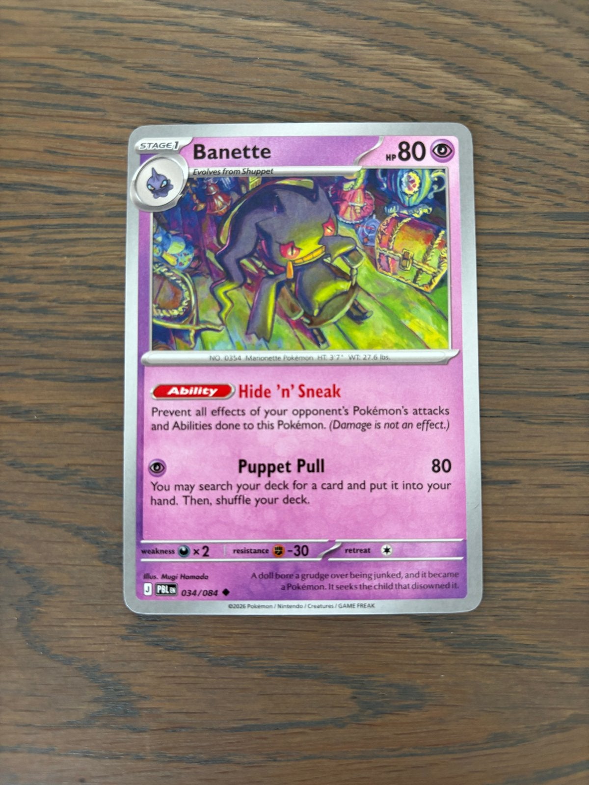 Banette Pokémon Kaart - PBLN 034/084 - nieuw, Ophalen of Verzenden, Nieuw, Losse kaart