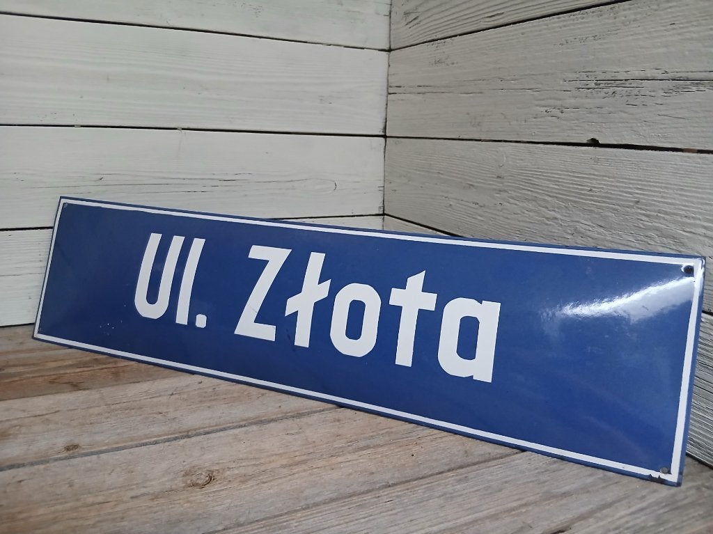 Pools straatnaambord, betekenis “goudstraat”., Overige typen, Onbekend, Ophalen of Verzenden, Zo goed als nieuw