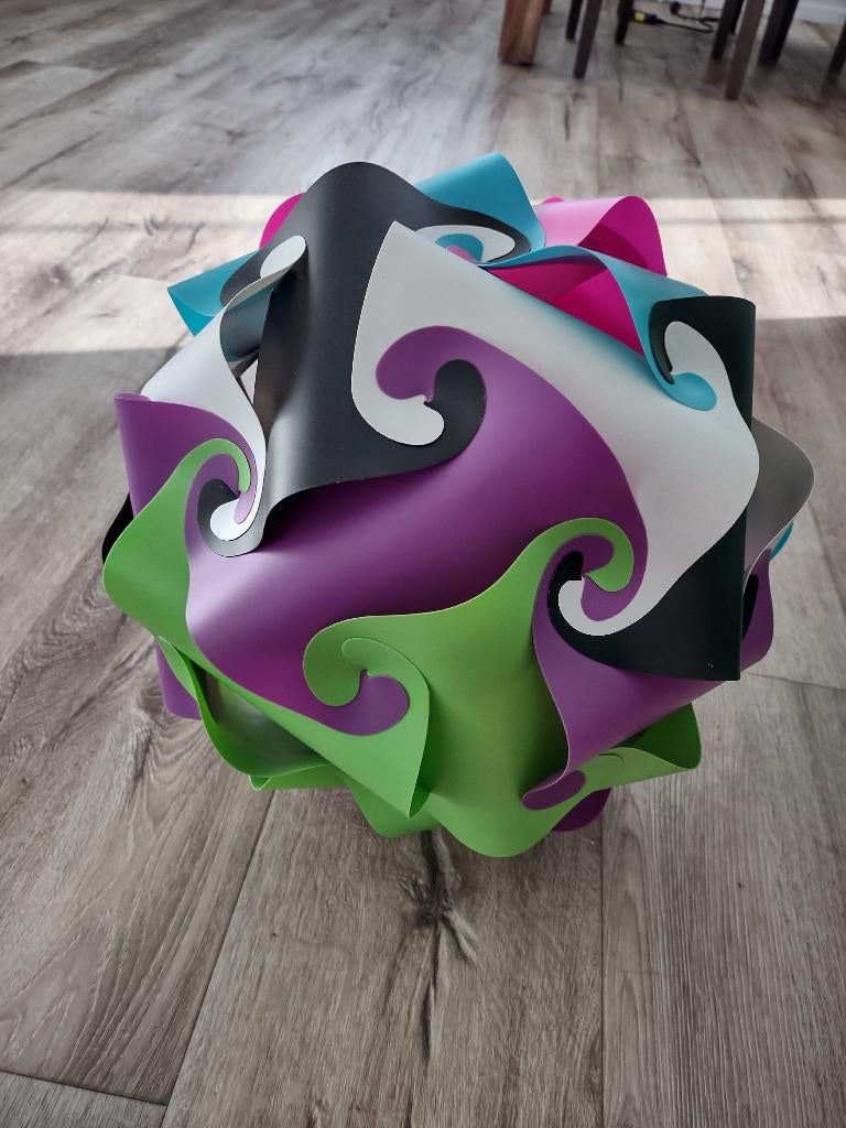 Unieke gekleurde puzzellamp, lampenkap uit Thailand! Puzzel., Onb, Rond, Ophalen of Verzenden, Onb