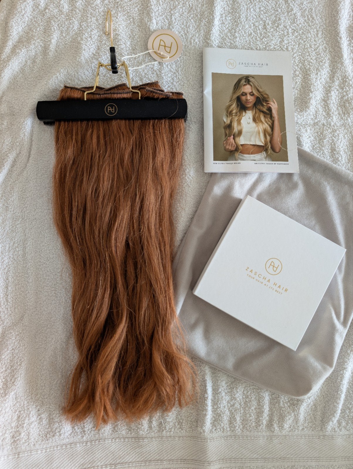 Zascha Hair Extensions - Koperbruin (Zo goed als nieuw), Ophalen of Verzenden, Zo goed als nieuw, Pruik of Haarverlenging