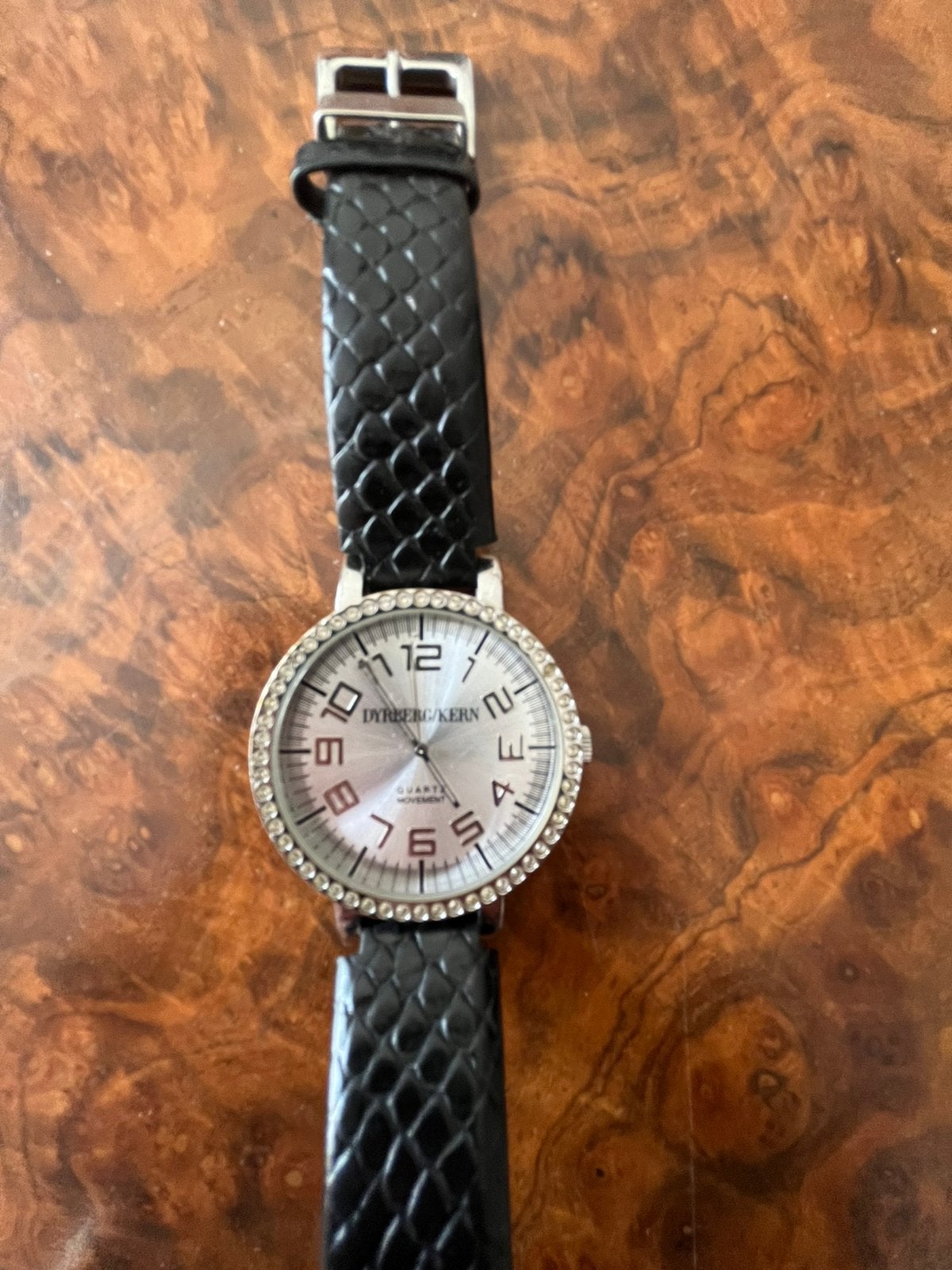 Dyrberg/Kern dameshorloge met strass en leren bandje, Overige merken, Leer, Staal, Polshorloge
