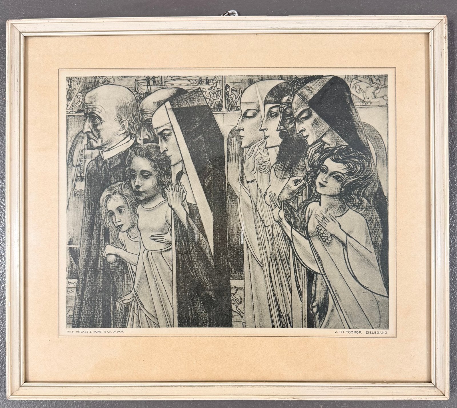 Jan Toorop 1858-1928 / Lithografie Zielengang 1920, Portret en Figuren, Gelimiteerde oplage, Ophalen of Verzenden, Lithografie