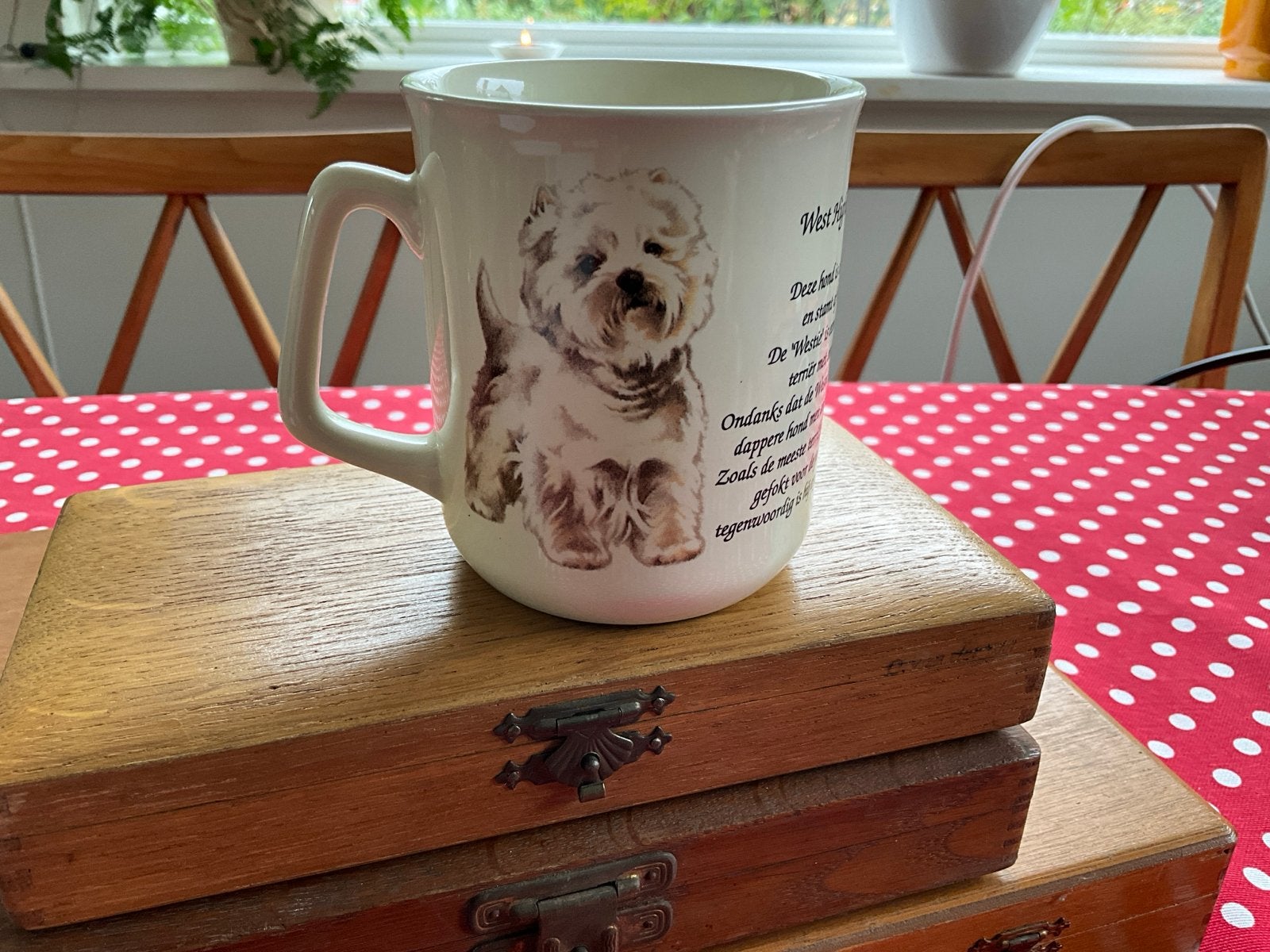 Westie beker - West Highland White Terrier mok, Beige, Overige stijlen, Nieuw, Ophalen of Verzenden