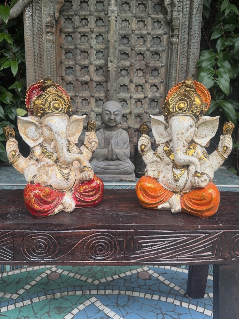 Ganesha beeld met zilver gloed boeddha Bali, Huis en Inrichting, Woonaccessoires | Boeddhabeelden, Verburgt Vintage, Handgemaakt
