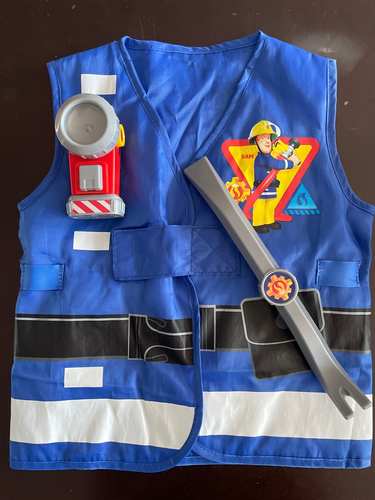 Brandweerman Sam Vestje met Accessoires - Zo goed als nieuw, Ophalen of Verzenden, Zo goed als nieuw, 110 t/m 116, Jongen of Meisje
