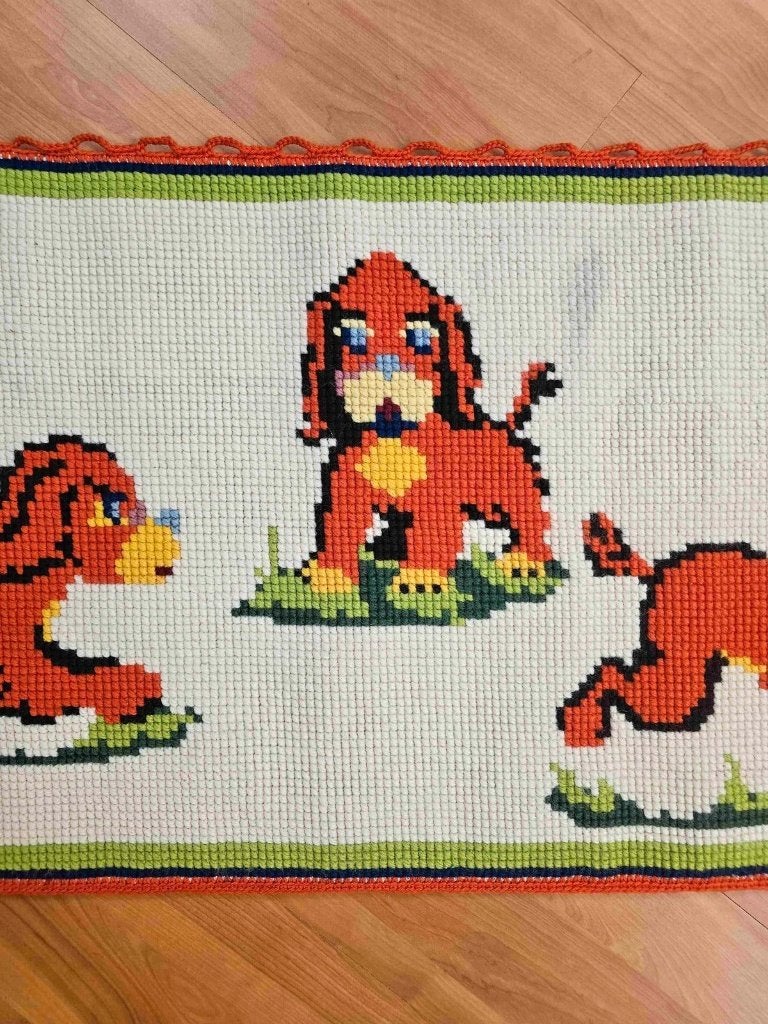 Wandkleed hondjes 96/48 cm, Huis en Inrichting, Gebruikt, Oranje, Djt@dejuistetoon.eu, Ophalen of Verzenden