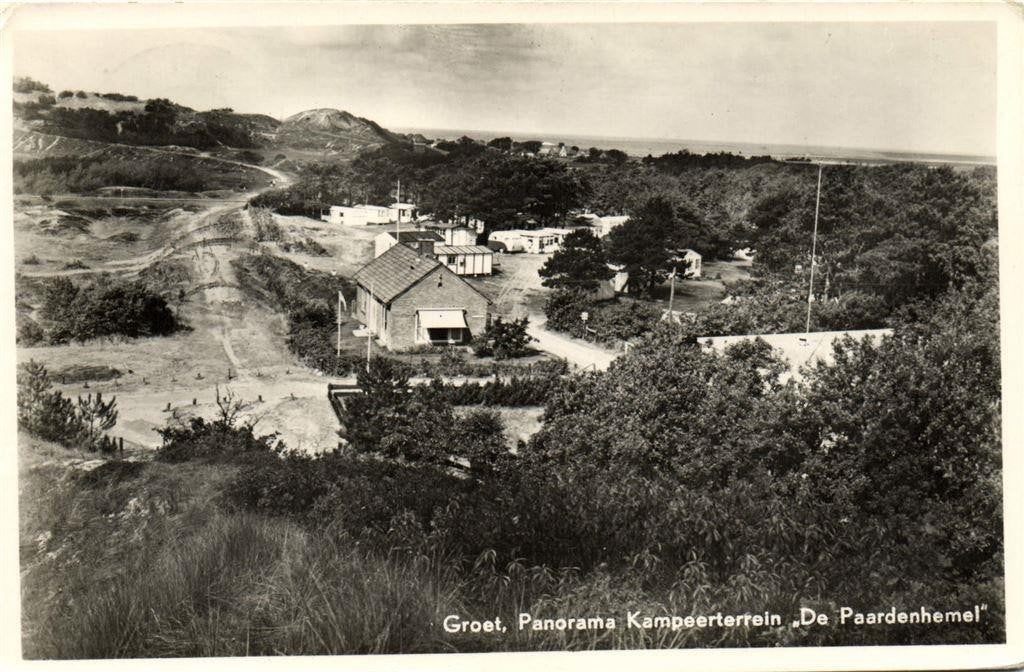 Groet, Panorama Kampeerterrein De Paardenhemel - 1956 gelope, Verzenden, 1940 tot 1960, Gelopen, Noord-Holland