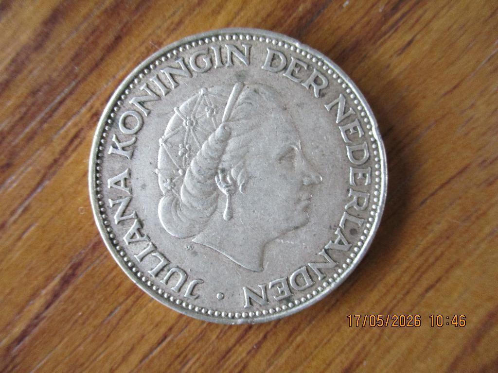 zilveren rijksdaalder uit 1961, Koningin Juliana, Zilver, Ophalen of Verzenden, Losse munt