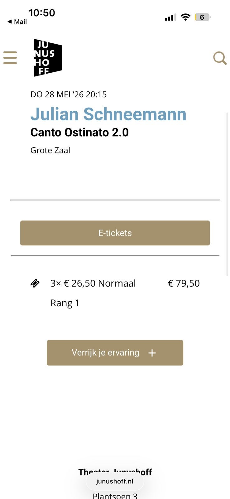 3 tickets | Concert Canto Ostinato 2.0 | Vandaag, Twee personen