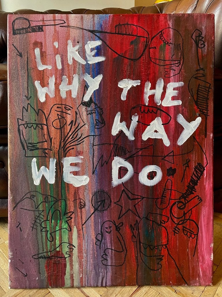 Kunstwerk ‘Like why the way we do’, Antiek en Kunst, Kunst | Schilderijen | Modern, Ophalen