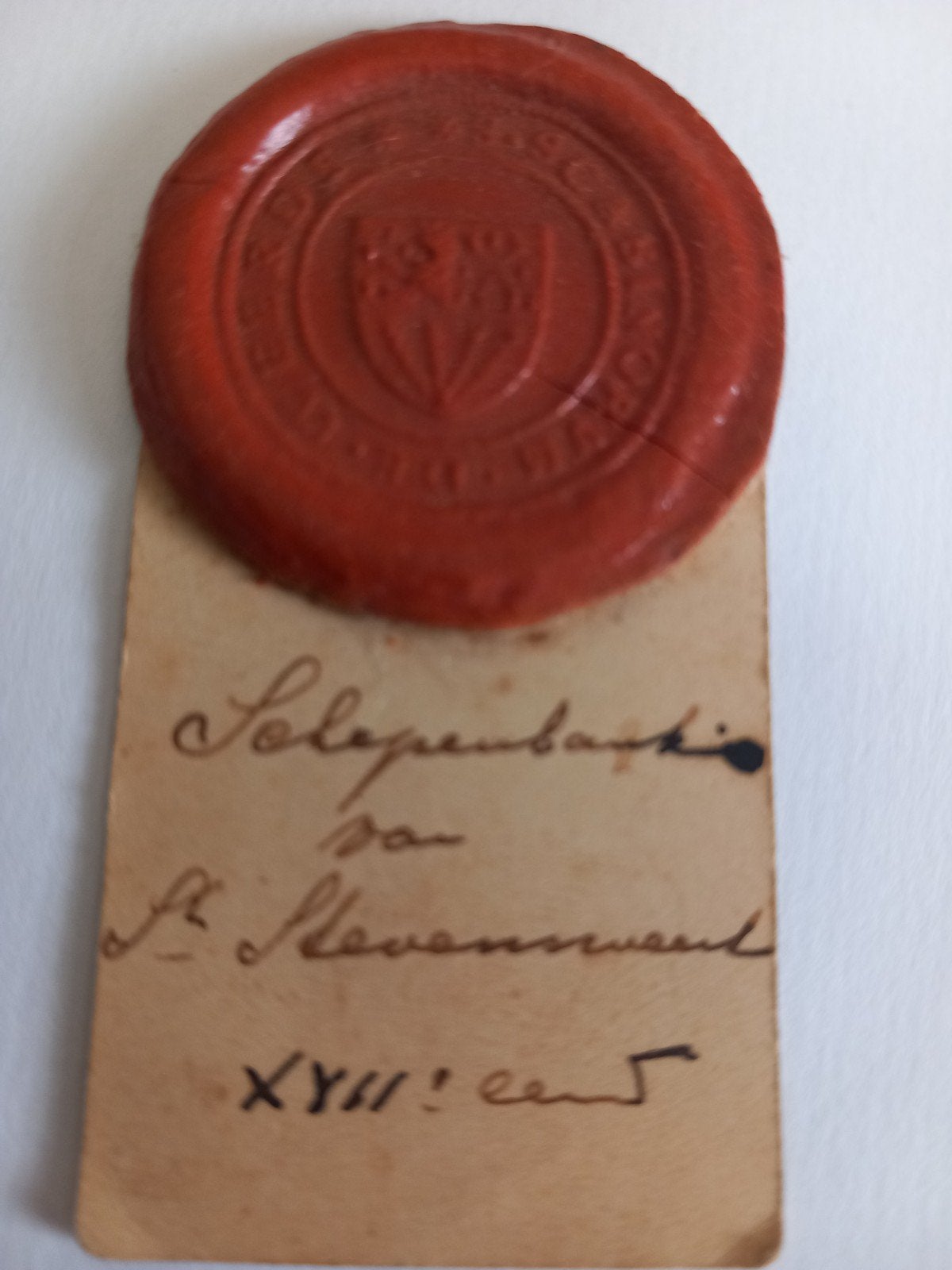 prachtige lakzegel schepenbank van stevensweert, Ophalen of Verzenden