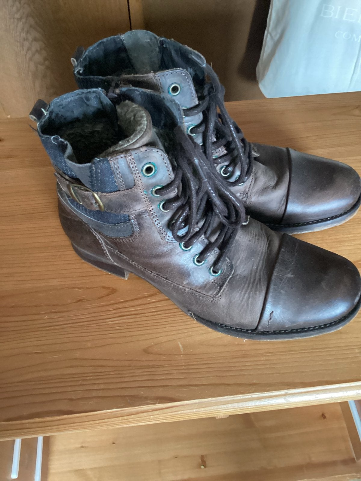 Leren gevoerde boots maat 41 - Zo goed als nieuw, Bruin, Boots, Ophalen of Verzenden, Zo goed als nieuw