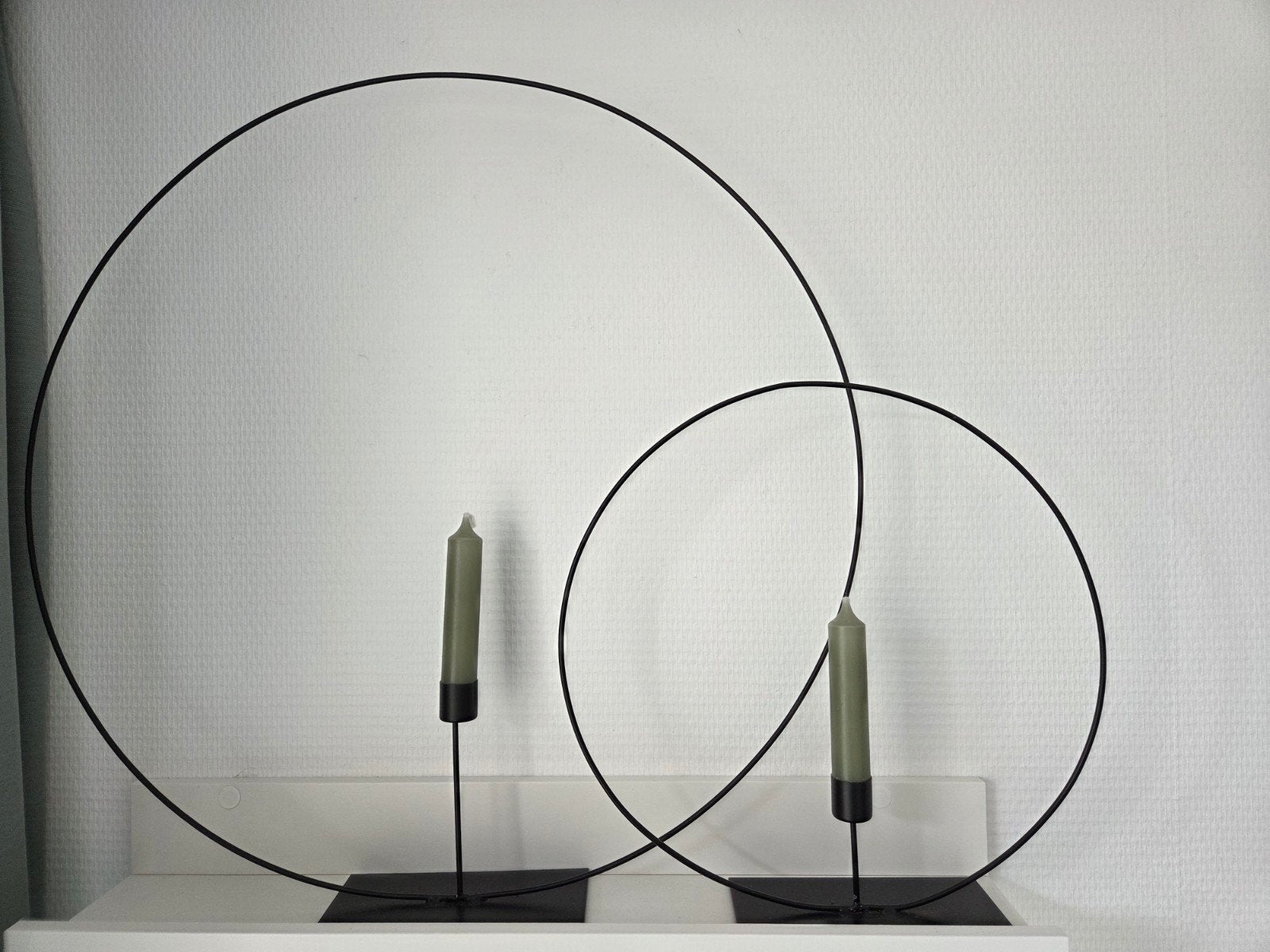 Decoratie ringen kaarshouder staand, zwart metaal, Ophalen, Zwart, Zo goed als nieuw, Metaal