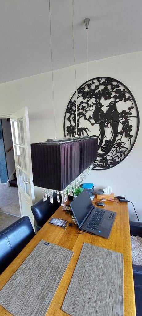 Hanglamp met schemerlamp - Modern design met kristallen, Ophalen of Verzenden, Zo goed als nieuw, Glas, Minder dan 50 cm