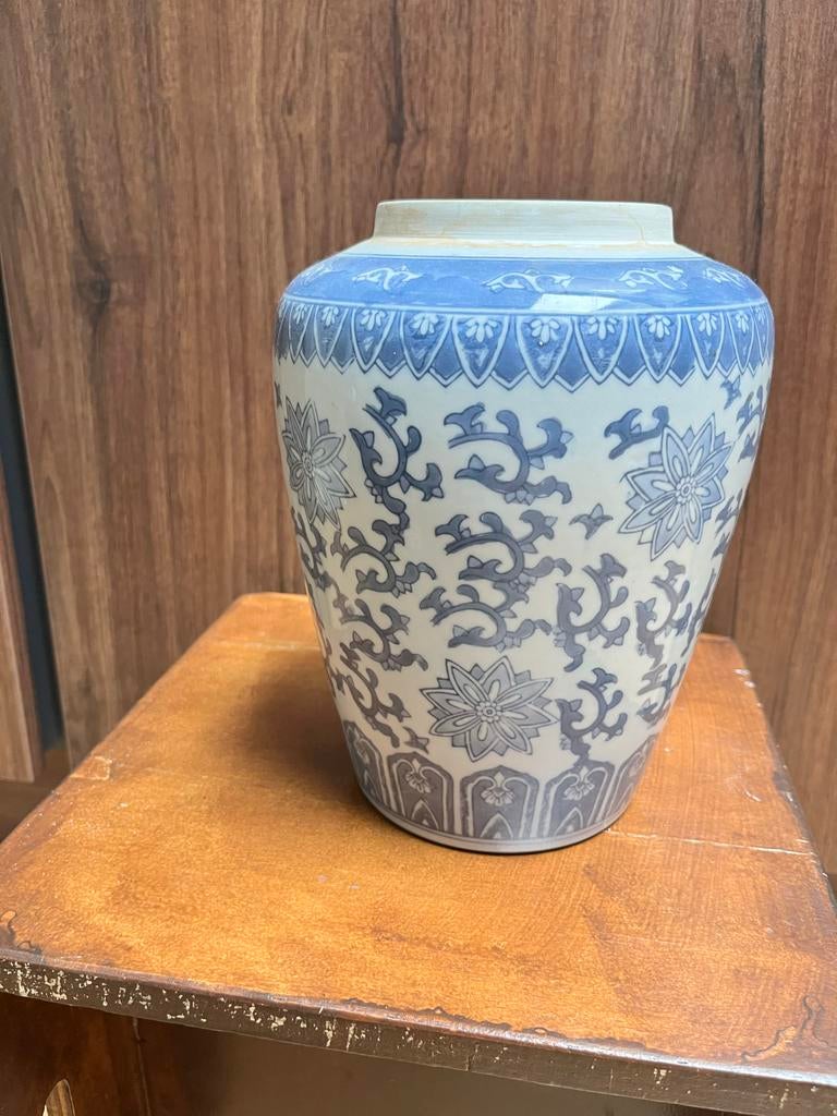 Prachtige porseleinen vaas met blauw-wit decor, Antiek en Kunst, Ophalen of Verzenden