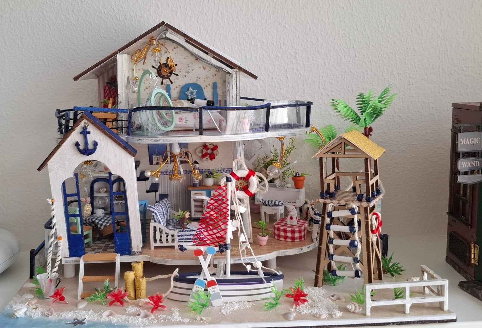 DIY Miniatuur Strandhuis Poppenhuis met Meubels, Ophalen