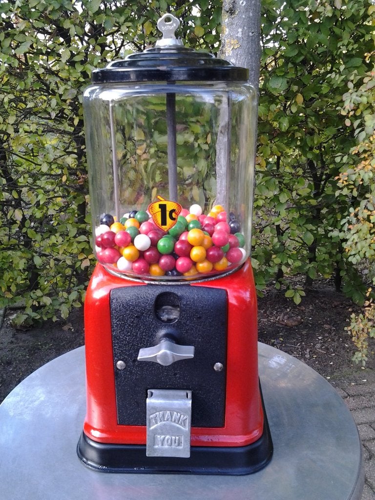 Victor Topper kauwgomballen pinda automaat sixties fifties, Ophalen, Gebruikt
