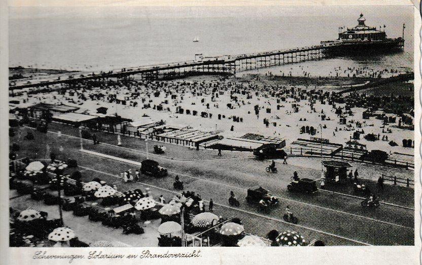 SCHEVENINGEN - SOLARIUM en STRANDOVERZICHT, Ophalen of Verzenden, 1940 tot 1960, Ongelopen, Zuid-Holland