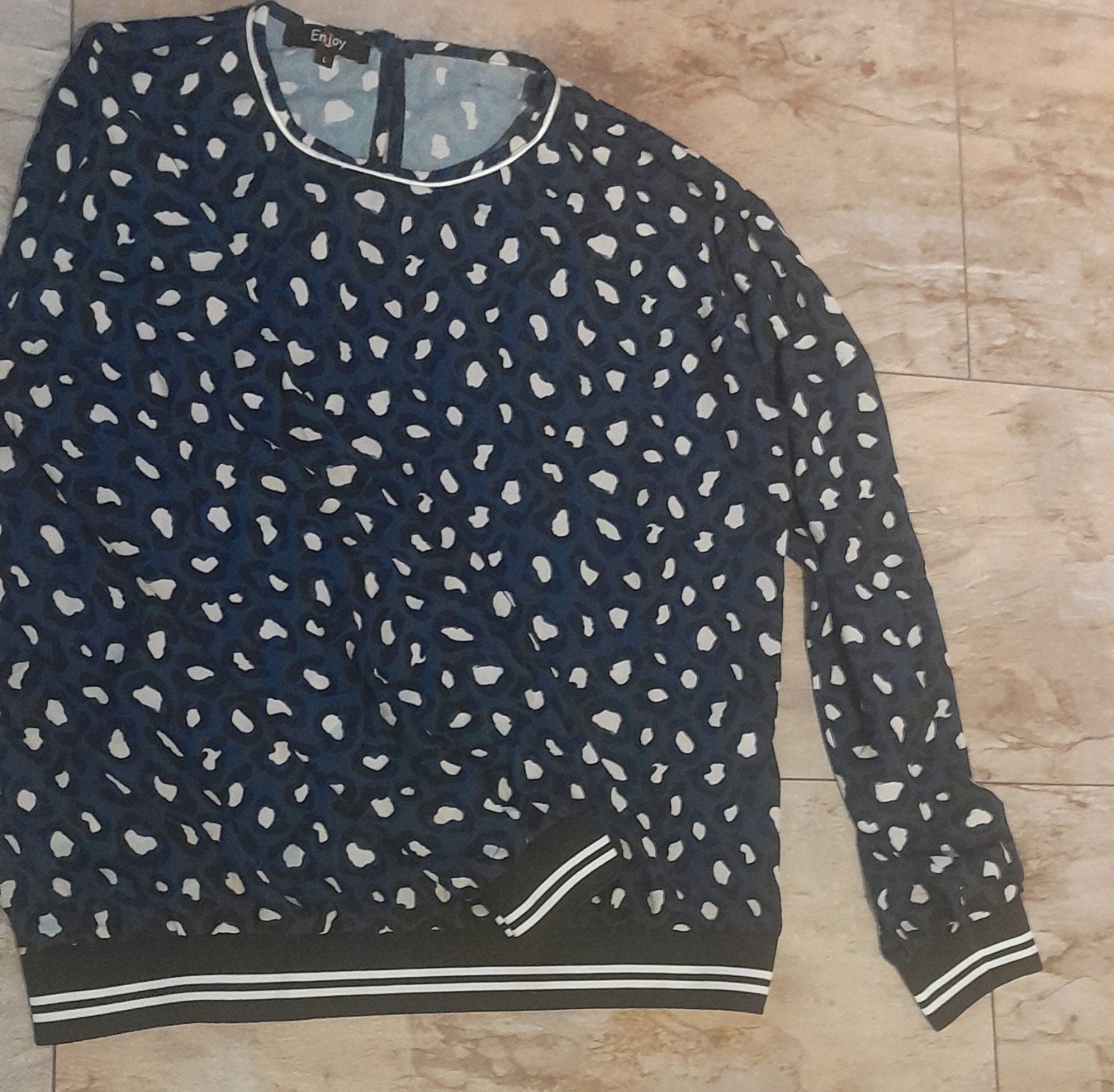 Enjoy trui met dierenprint - Maat L, Blauw, Maat 42/44 (L), Enjoy, Ophalen of Verzenden