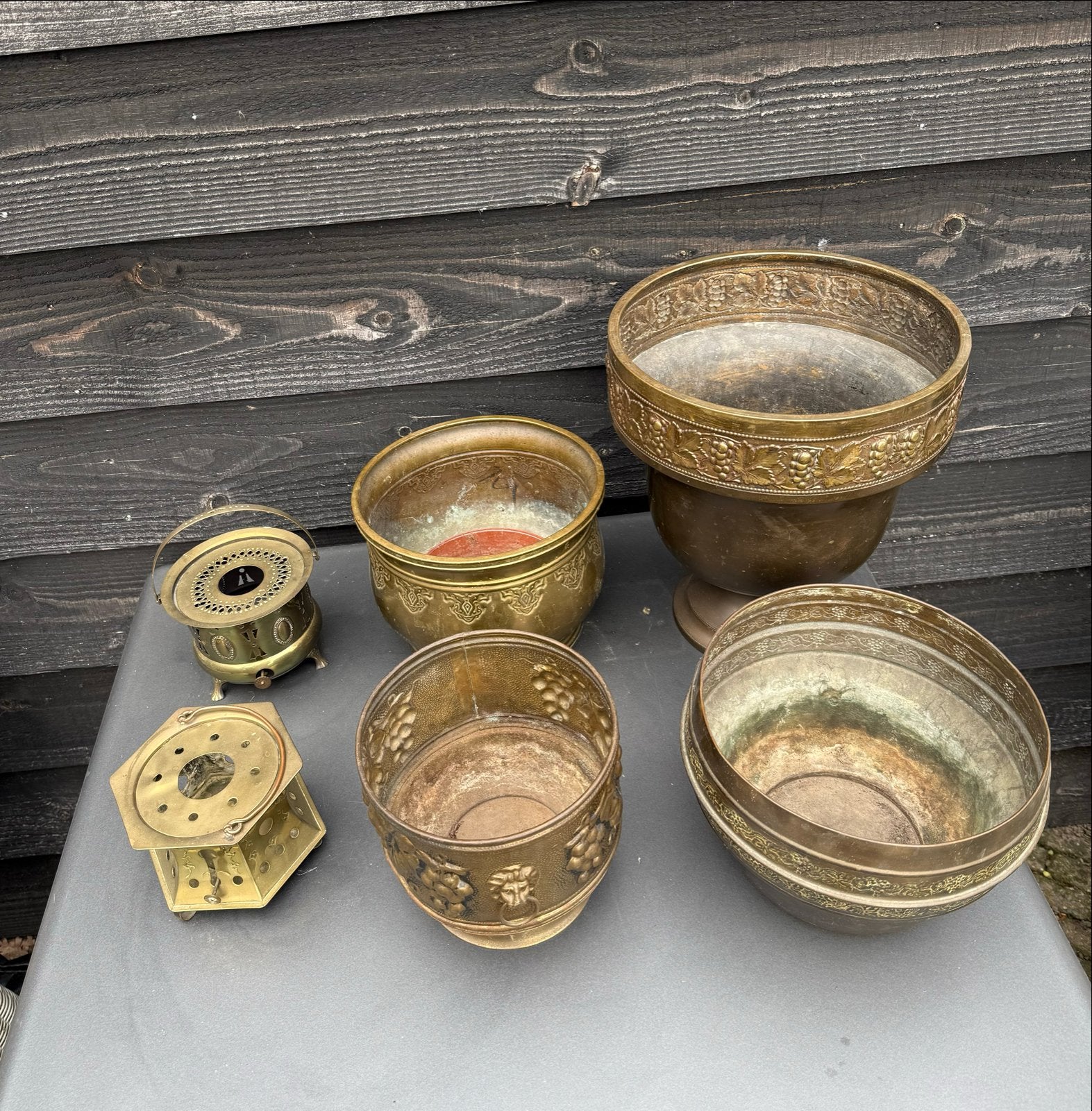 Antieke koperen theekomfoors en potten - Set of los te koop, Antiek en Kunst, Antiek | Koper en Brons, Ophalen of Verzenden, Koper
