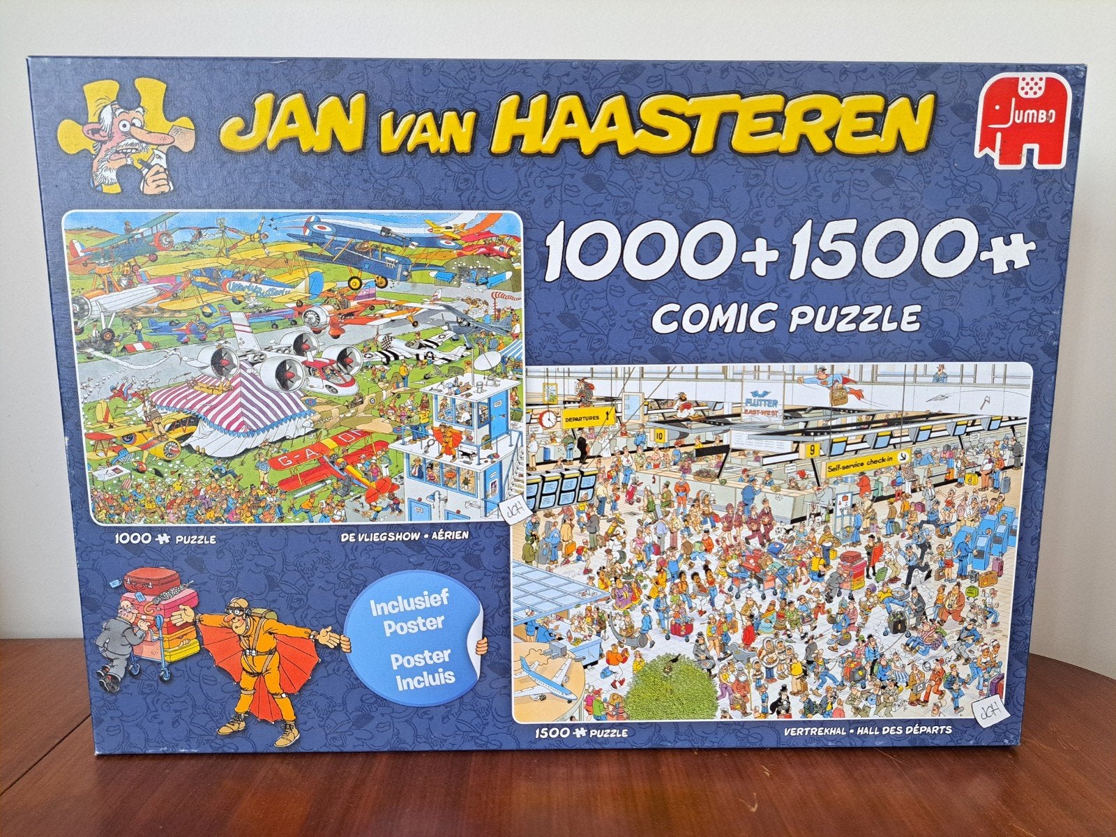 Jan van Haasteren combi puzzel 1000 + 1500 stukjes, Ophalen of Verzenden, Meer dan 1500 stukjes, Gebruikt, Legpuzzel