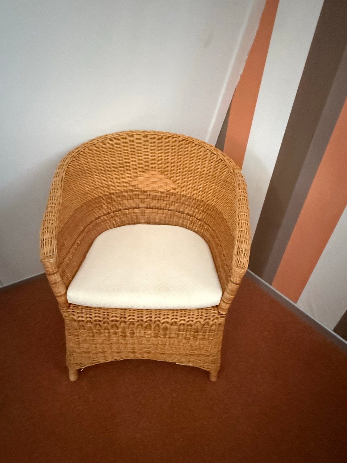 Rotan fauteuil met kussen, Ophalen, Gebruikt, Overige kleuren, Riet of Rotan