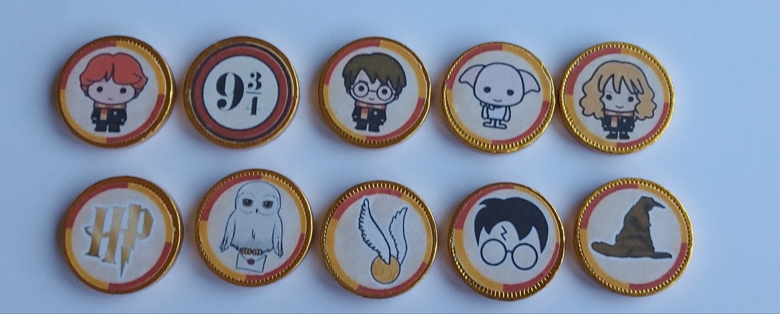 Set van 10 Harry Potter traktatie chocolademunten, Ophalen of Verzenden, Nieuw, Versiering, Verjaardag