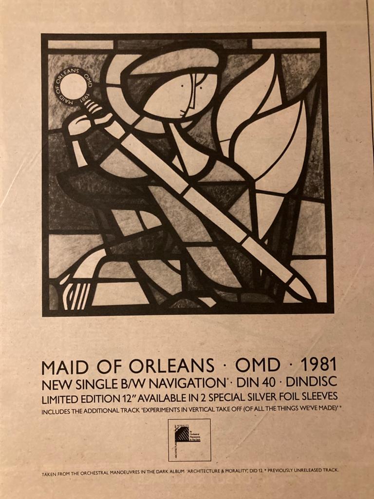 Paginagrote A3 advertenties OMD Maid Of Orleans release, Ophalen of Verzenden, Gebruikt, A1 t/m A3