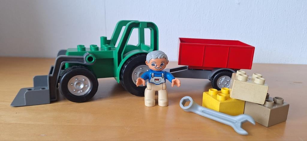 Lego Duplo Tractor met Aanhangwagen, Ophalen of Verzenden, Gebruikt, Complete set, Duplo