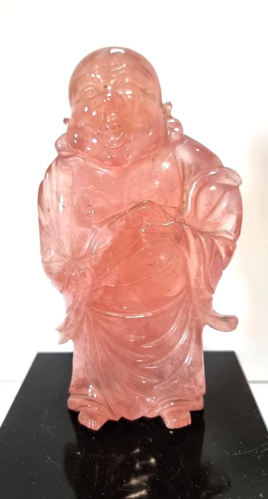 Boedhha beeld in Roze kwarts., Overige onderwerpen, Minder dan 20 cm, Ophalen of Verzenden, Overige materialen