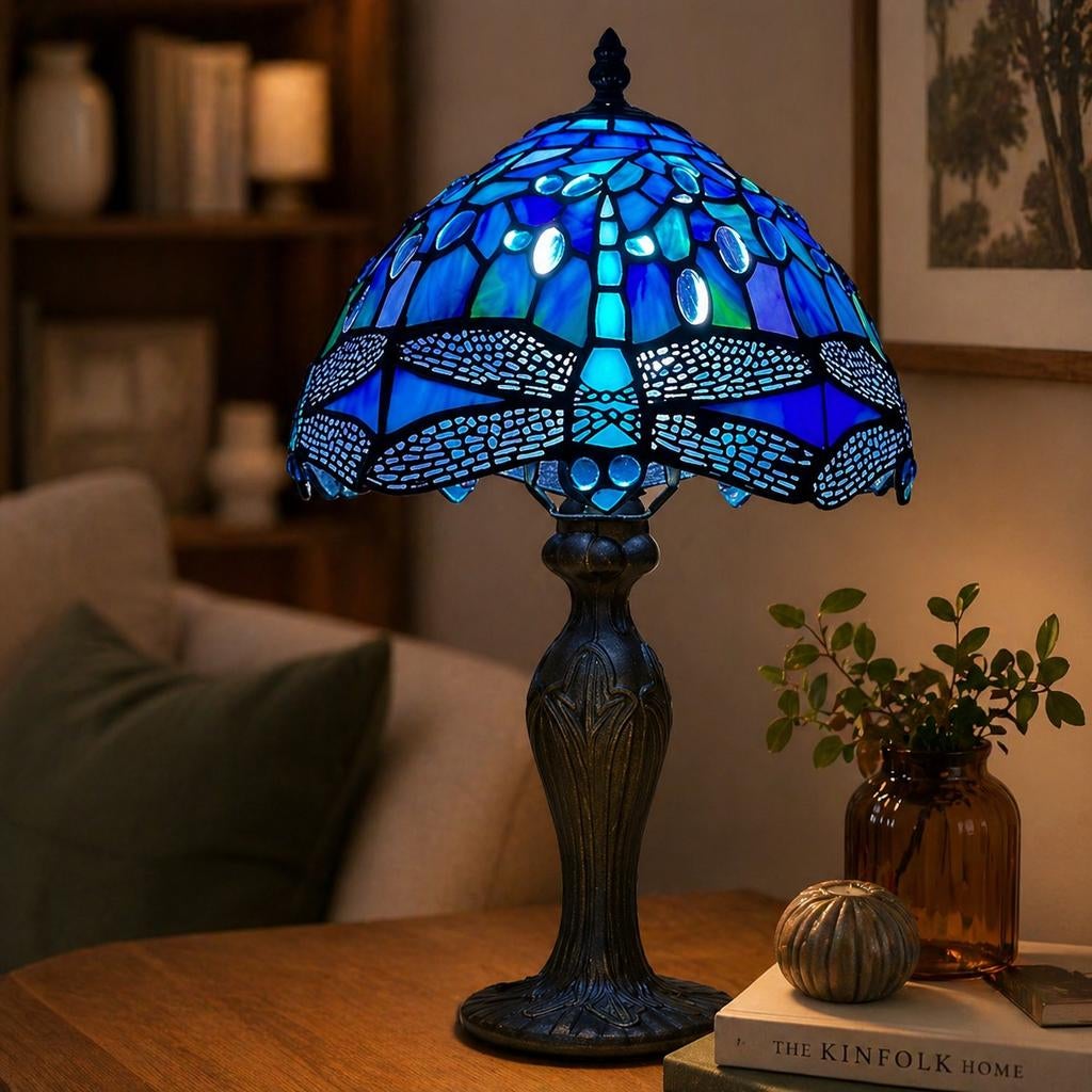 Nieuwe Tiffany-stijl tafellamp - Blauwtinten, Ophalen of Verzenden