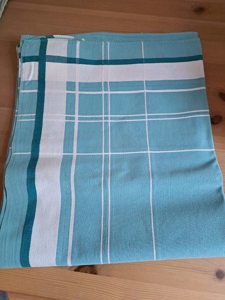 Tafelkleed turkoise/blauw, Ophalen, Zo goed als nieuw, Rechthoek, Binnen