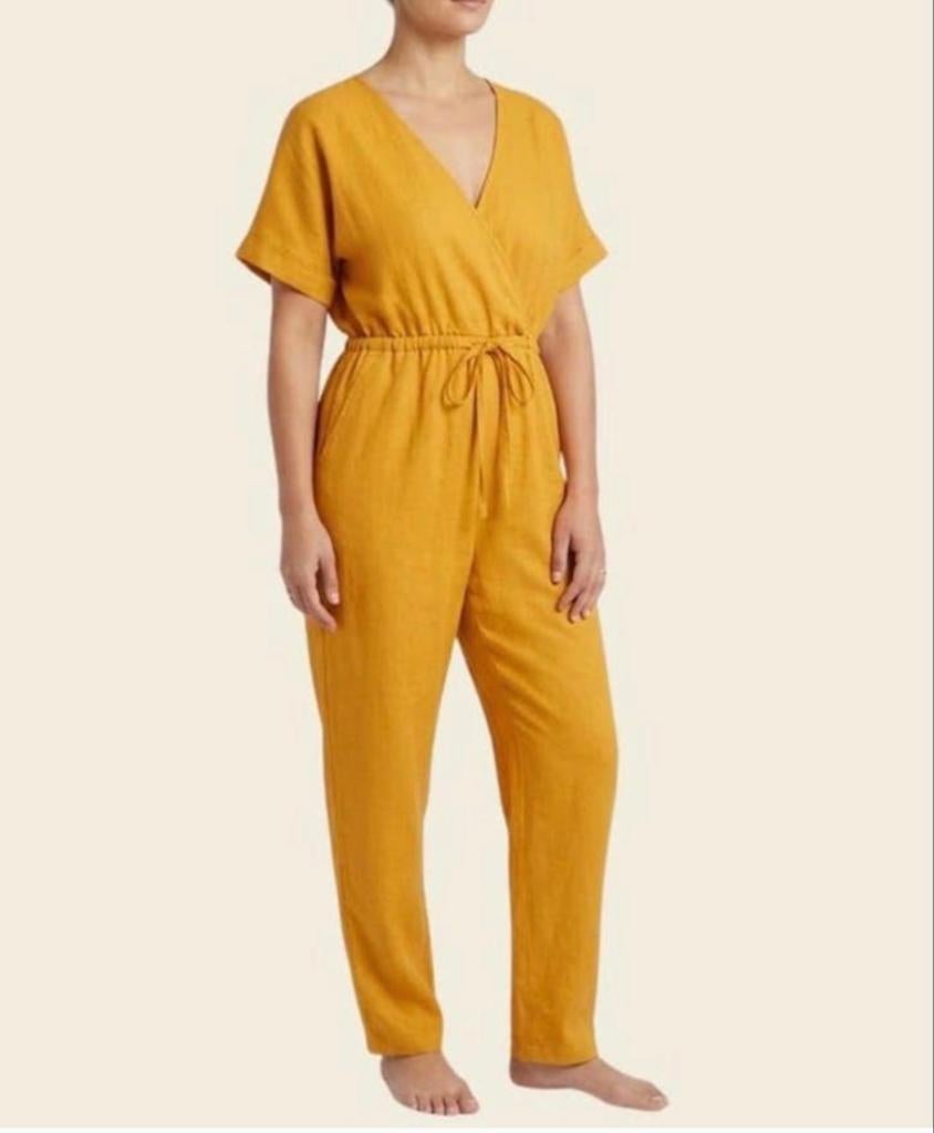 Selected Femme Mosterdgele Jumpsuit S - Viscose/Linnen, Kleding | Dames, Jumpsuits, Zo goed als nieuw, Maat 36 (S), Geel, Ophalen of Verzenden