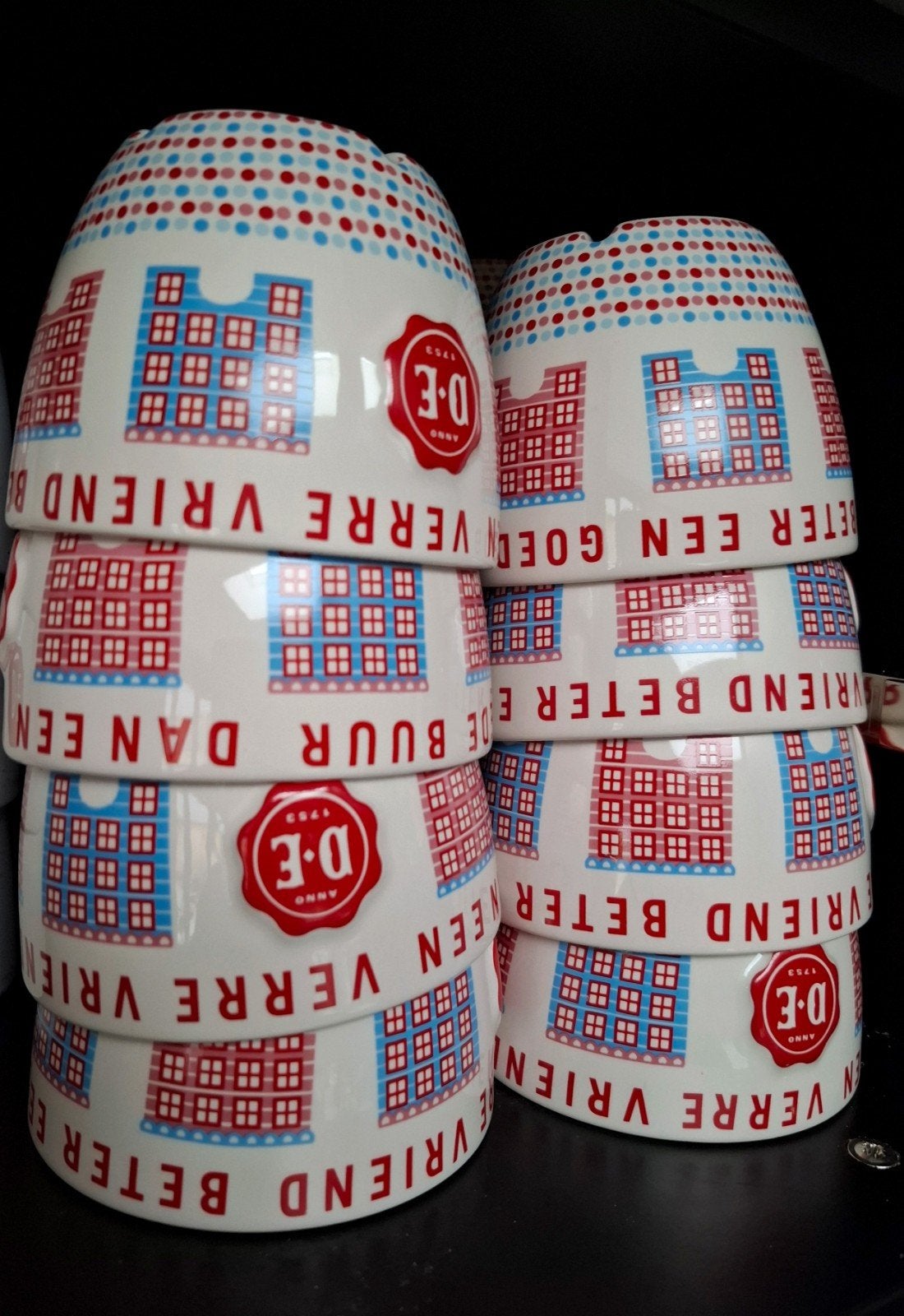 8 Douwe Egberts burendag mokjes kopjes koffiekopjes, Ophalen of Verzenden, Overige merken, Overige stijlen, Mok