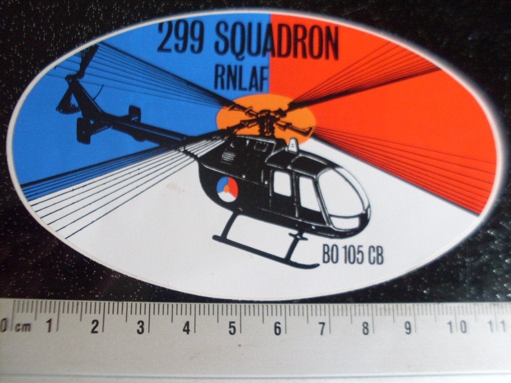 sticker squadron 299 rnlaf helikopter BO 105 CB logo, Verzenden, Zo goed als nieuw, Bedrijf of Vereniging