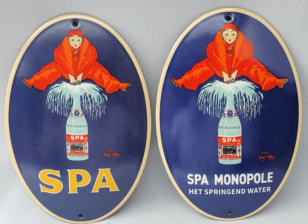 2 emaille deurpostjes Spa, Verzenden