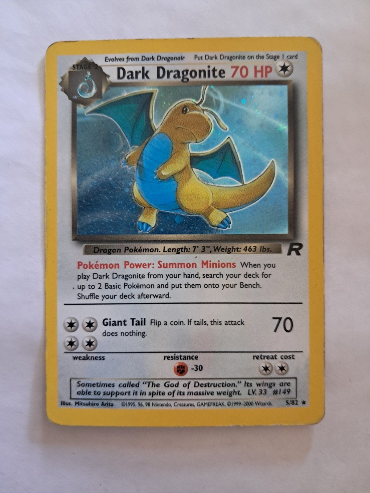 Dark Dragonite 5 Team Rocket, Ophalen of Verzenden, Zo goed als nieuw, Losse kaart, Foil